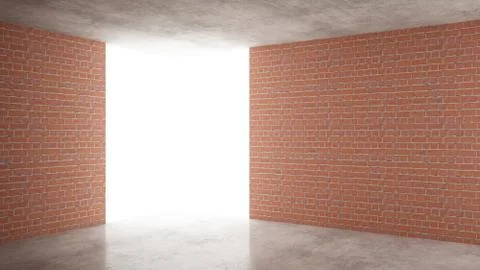 Interior of a new house under construction, home renovation, red brick walls, Stock Illustration