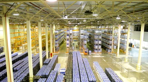 Interior of new large and modern warehouse Stock Footage