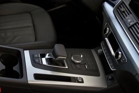 Interior of new modern car with automatic transmission. Stock Photos