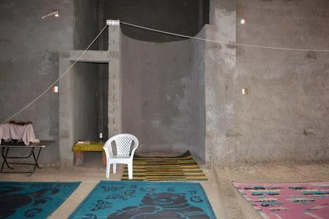 Interior of a new mosque under construction, building a new grand Masjid mo.. Stock Photos