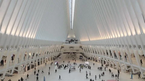 Interior of the Oculus Train station in New York City Stock-Footage 136752546