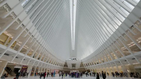 Interior of Oculus transportation hub Stock Footage 333183973
