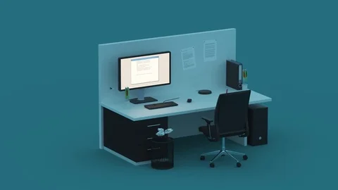 Interior Of Office Desk. Night, Error Video stock 73232971