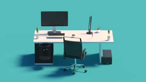 Interior Of Office Desk. Transformation Video stock 73233027