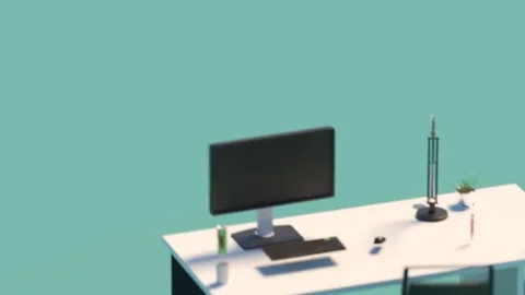 Interior Of Office Desk. Transformation Video stock 73233057