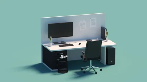 Interior Of Office Desk. Transformation Stock Footage