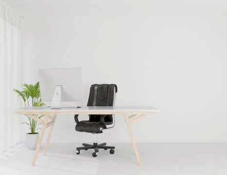Interior office working room mock up copy space ,3d rendering Stock Illustration