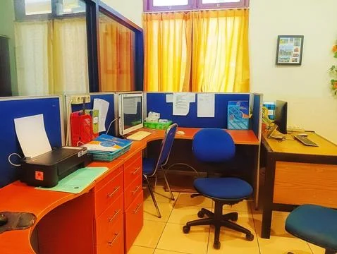 Interior of office workspace without staff members because no office schedule Stock Photos