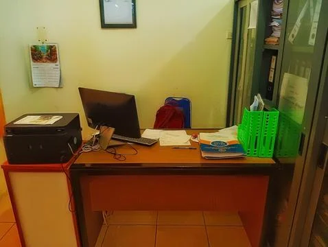 Interior of office workspace without staff members because no office schedule Stock Photos