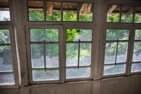 Interior of an old abandoned building. Interior of a vintage ruined dirty roo Stock Photos