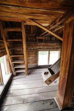The interior of an old abandoned mill Stock Photos