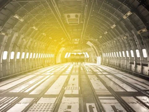 Interior of old airplane. Stock Photos