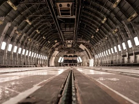 Interior of old airplane. Stock Photos