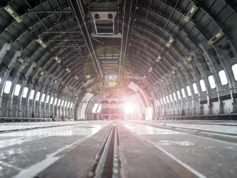 Interior of old airplane. Stock Photos