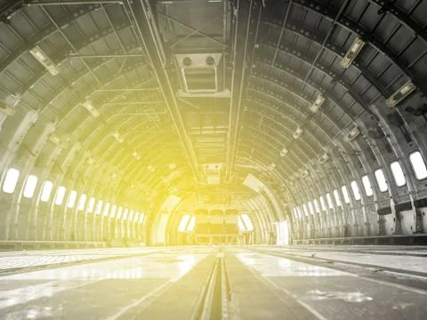 Interior of old airplane. Stock Photos