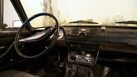 The interior of an old car. View inside Stock Footage 163719085