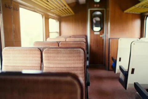 Interior of old city train. Stock Photos