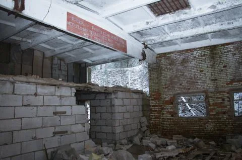 Interior of an old dilapidated Foto stock