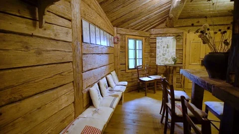 The interior of the old hut   Stock Footage 111023540