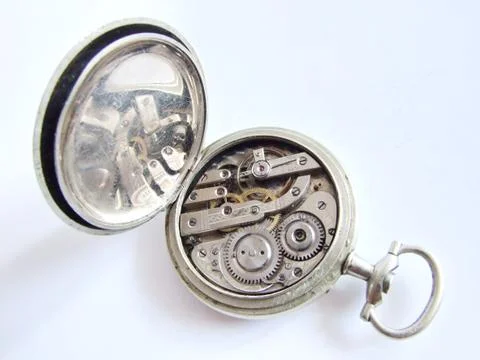 Interior of the old pocket watch Stock Photos