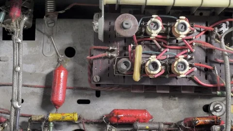Interior of an old radio receiver Stock Footage 73405494