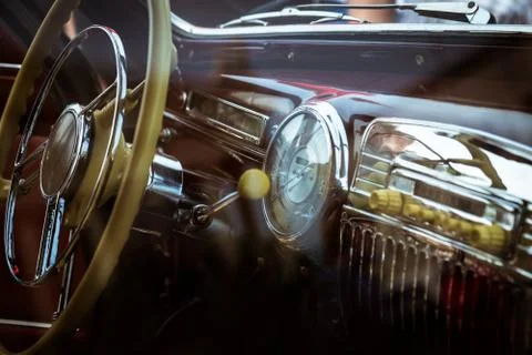 Interior of old retrocar Foto stock