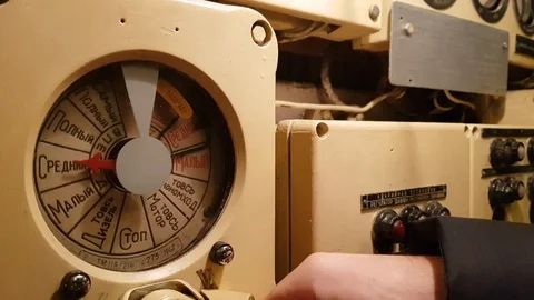 Interior of old Russian submarine Stock Footage 107040310