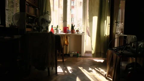The interior of an old Soviet apartment and sunlight. time laps Stock Footage 137122627