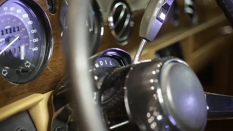 THE INTERIOR OF THE OLD VEHICLE Stock Footage 94100222