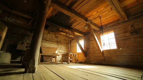 Interior of an old village windmill Video stock 83559398