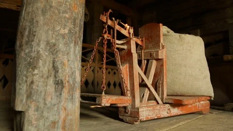 Interior of an old village windmill Video stock 83559427