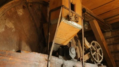 Interior of an old village windmill Video stock 83559442