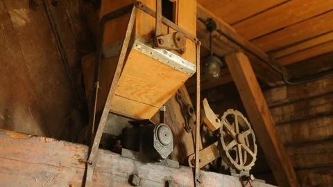 Interior of an old village windmill Video stock 83559464