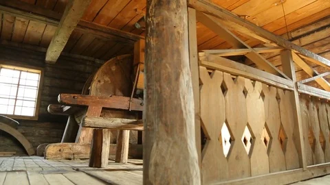 Interior of an old village windmill Video stock 83559576