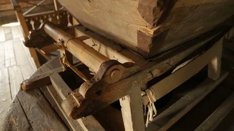 Interior of an old village windmill Video stock 83559699