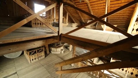 Interior of an old village windmill Video stock 83560221