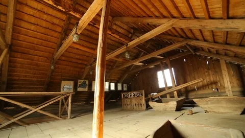 Interior of an old village windmill Video stock 83560385