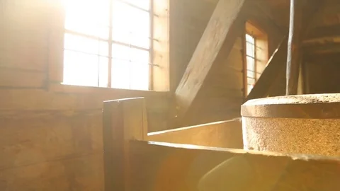 Interior of an old village windmill Video stock 84800524
