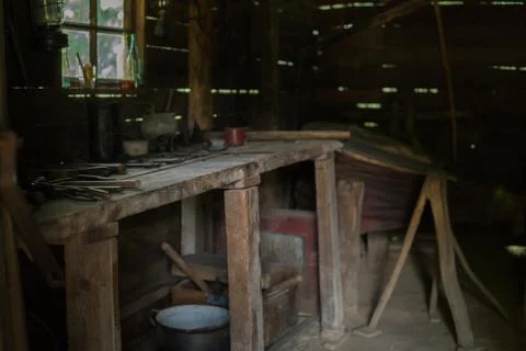 Interior of old workshop Foto stock