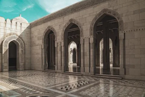 Interior of an Oman mosque. Stock Photos