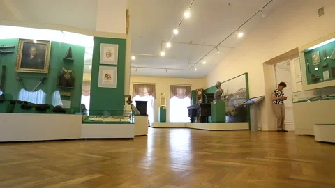 Interior of one of the halls of the museum of Local History Stock Footage 89029144
