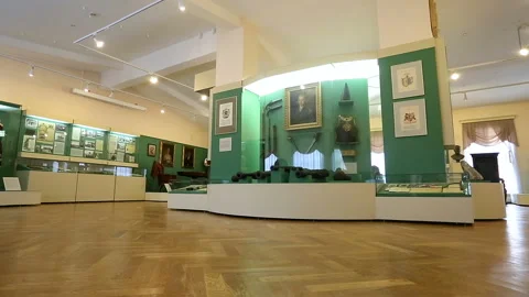 Interior of one of the halls of the museum of Local History Stock Footage 89029150