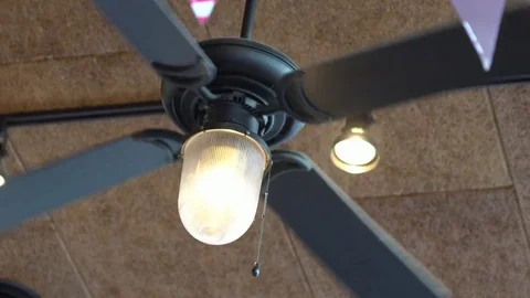 Interior of one of modern cafe, Fan on the ceiling . Stock Footage 85452723