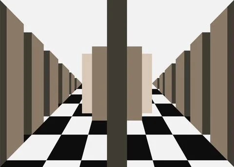 Interior optical illusion vector design with psychedelic style checkered pattern Stock Illustration