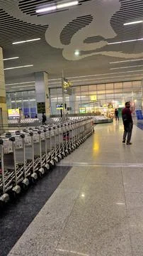 Interior or inside view of Chennai International Airport at night with debo.. Stock Photos