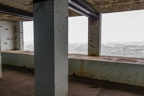 Interior or World War 2 lookout Stock Photos
