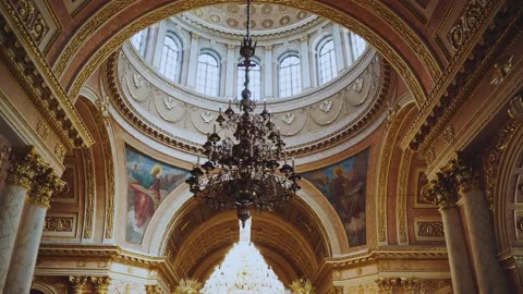Interior of the Orthodox cathedral, shooting inside the temple Stock Footage 163831887