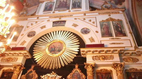 Interior In An Orthodox Church Vídeo Stock 61416212