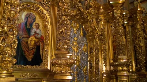 Interior of orthodox church Stock Footage 249740438