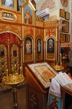 Interior of the orthodox church Stock Photos